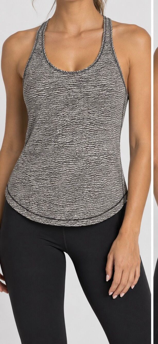 Lululemon Racerback Tank Top Gray Black Size estimated 4-6 Athletic Workout Run